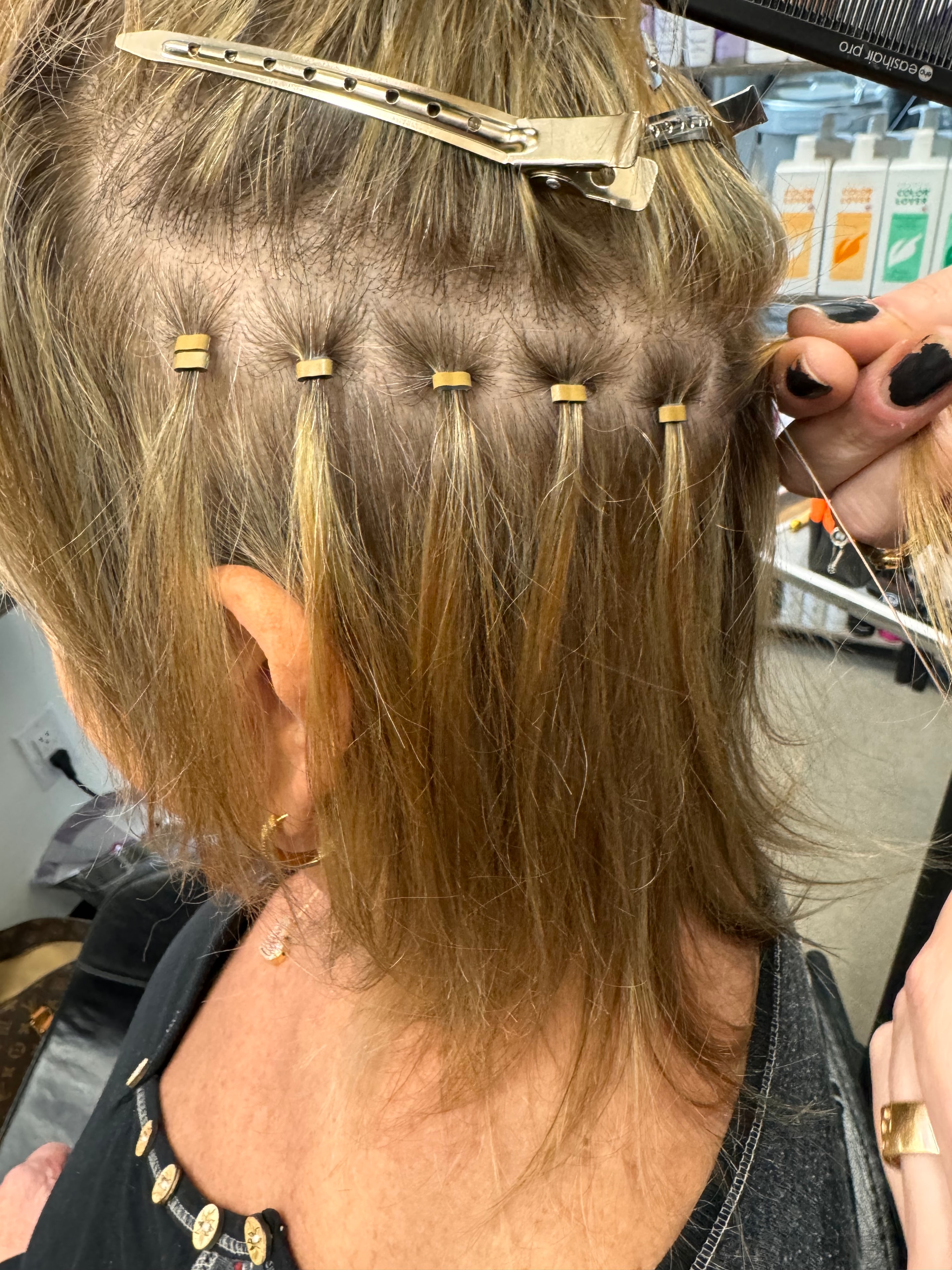 Hair extensions before and after by Tim's Teazz Denver